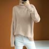 Women's Turtleneck Long Sleeve High Collar Sweaters Solid Color Pullover Tops
