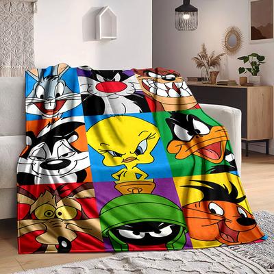 1 szt. Koc Looney Tunes Lekki Flanelowy Kocyk Na Sofę, Łóżko, Podróż, Kemping, Salon, Biuro, Kanapę, Krzesło I Łóżko
