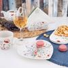 Dessert Plate Small for Cake Porcelain Dessert Flowers Poppies Heart