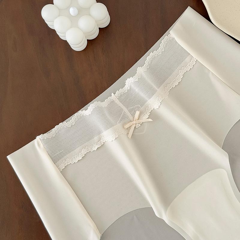 Ladies Summer Lace Waist Head Splicing Light Transparent No Trace Naked Sense 10A Antibacterial Crotch Waist Triangle Briefs