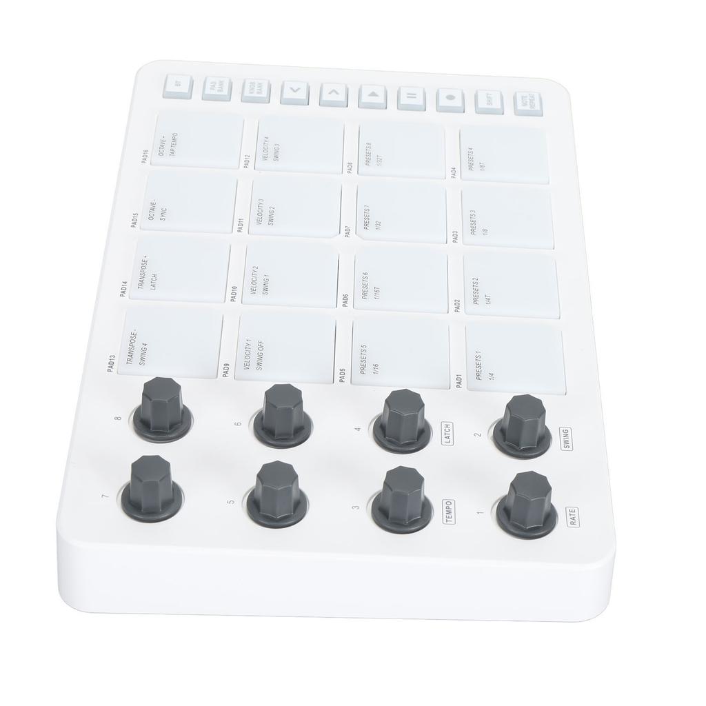 Wireless MIDI Controller with 16 RGB Drum Pads and 8 Rotating Knobs USB Beat Maker Machine for Music Production