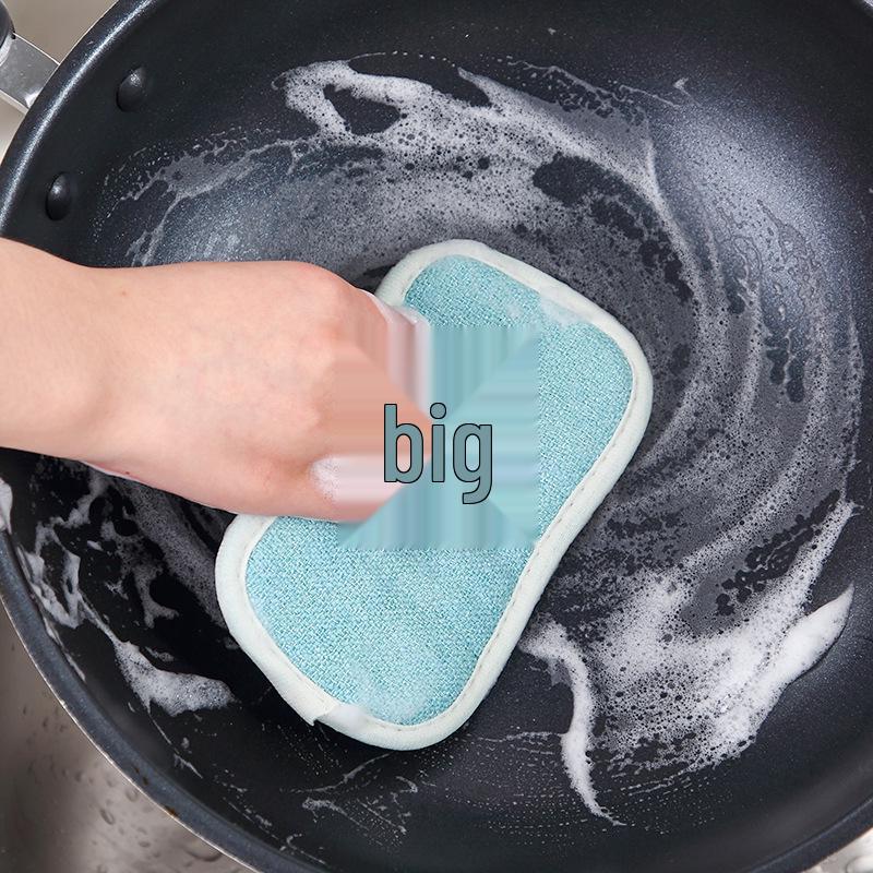 Double-Sided Magic Eraser & Scouring Pad for Non-Stick Pans - Dishcloth Decontamination Cleaning Brush