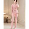 Pink Medium Sleeve Professional Women's Suit Set - Chic Spring/Summer Jacket for Socialites