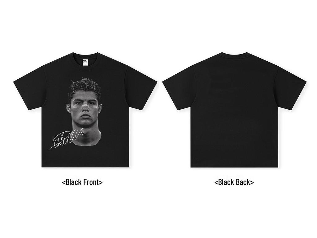 Cristiano Ronaldo Retro Distressed Heavyweight Cotton T-Shirt