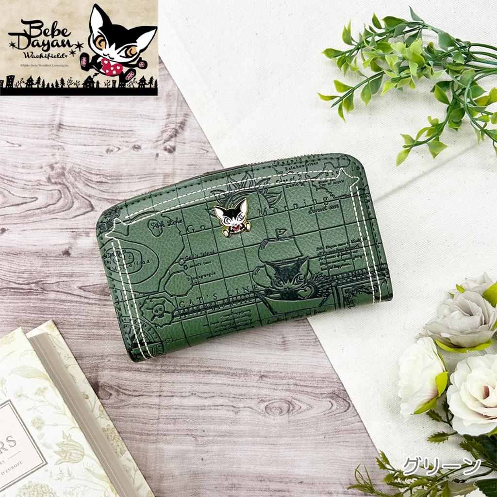Bebe Dayan Wallet for Women and Bebe Dayan Cat Cute Cat Wachifield Nautical Chart K-PARTS "Compass Rose" Zip-Around Girls, Design, Accessories, Gift,