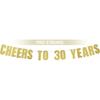 Prazoli Pre-Strung Cheers To 30 Years Banner (Gold) – Dirty 30 Party Decorations for Him, 30th Anniversary Décor, Men’s Celebration Supplies