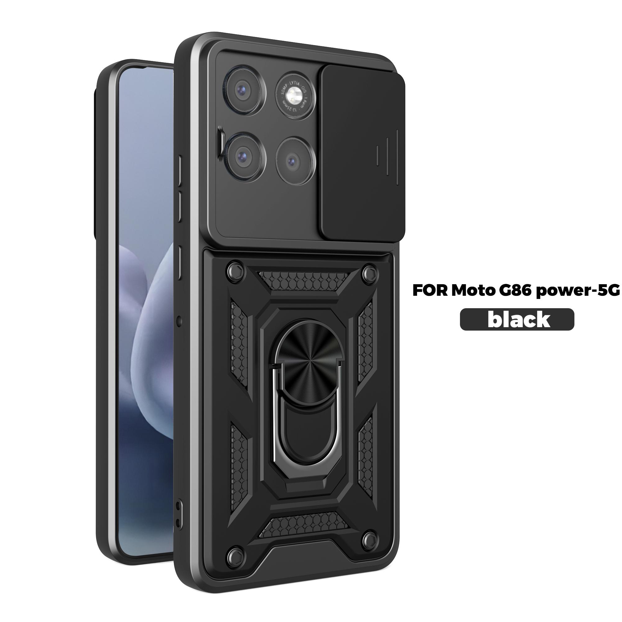 Бронированный защитный чехол с магнитным кольцом для Motorola G86 G56 G85 G75 G35 G15 G05 G04 G24 чехол для телефона с защитой камеры Motorola Moto G86 Power чёрный