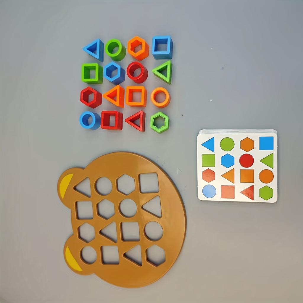 Barn Matchande pusselleksaker Färger Geometrisk form Jigsaw Brädspel Tidiga pedagogiska interaktionsleksaker för barn Kampspel