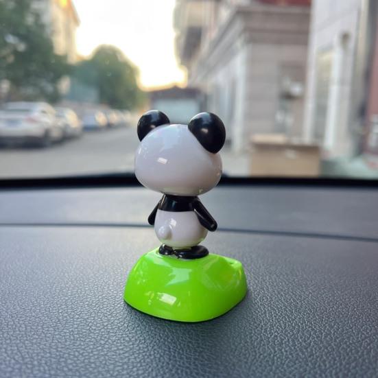 Car Ornament Solar-Powered Panda Dashboard Nodding Toy Car Interior Decoration with Swing Head Cute Car Dashboard Accessory Fun Gift for Car Lovers