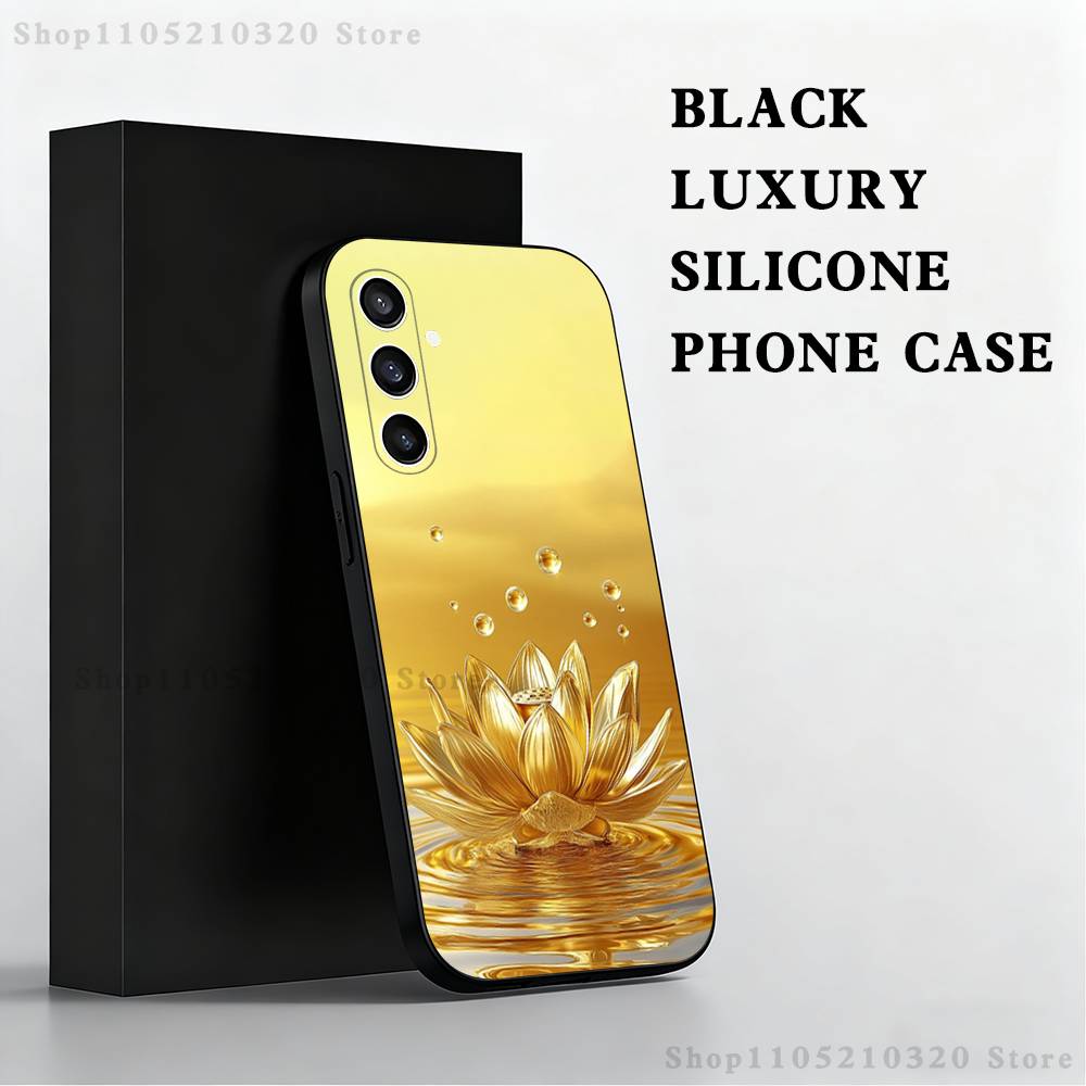 Wealth Art Dazzling Gold Phone Case For Samsung S25,S24,S21,S22,S23,S30,Ultra,S20,Plus,Fe,Lite,Note,10,9,5G Black Cover