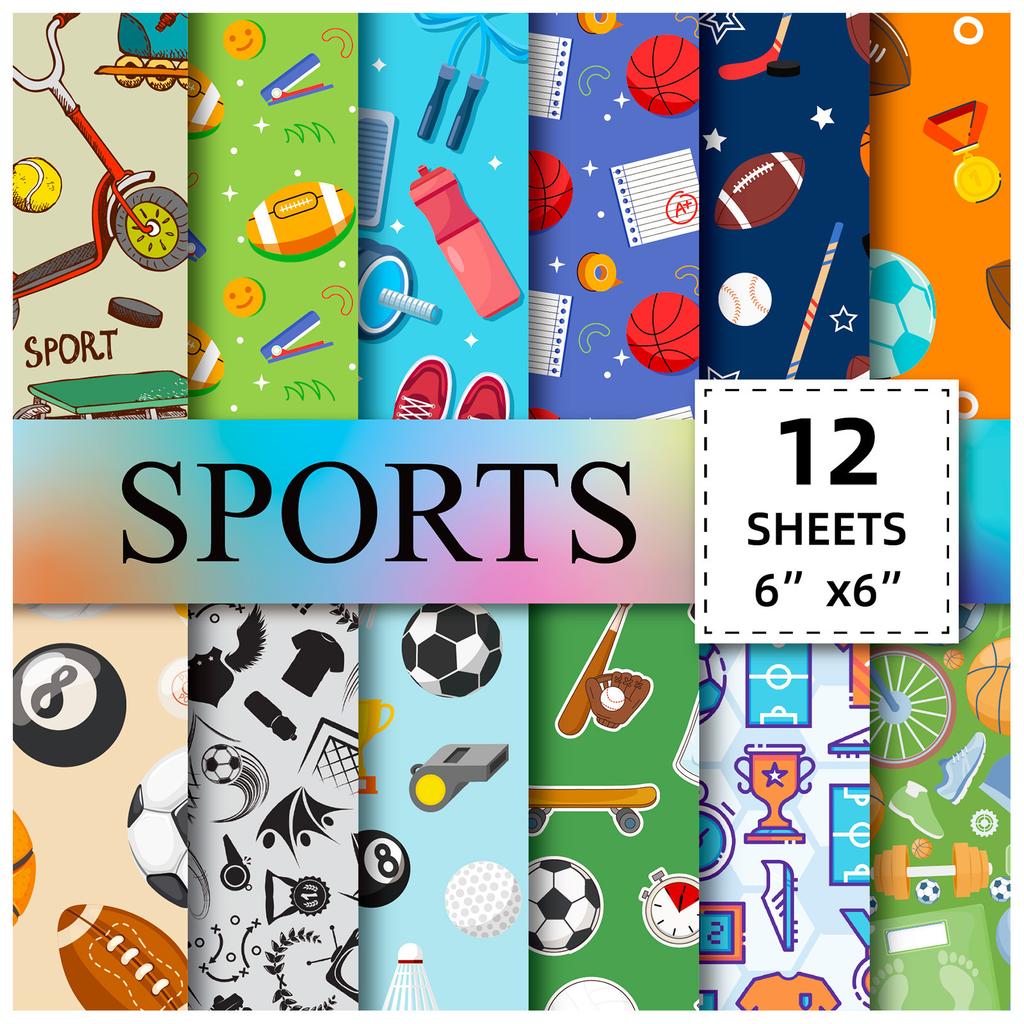 12 Sheets/Pack Sports Theme Background Decoration Non-Adhesive Backing Paper Hand Account Material Paper