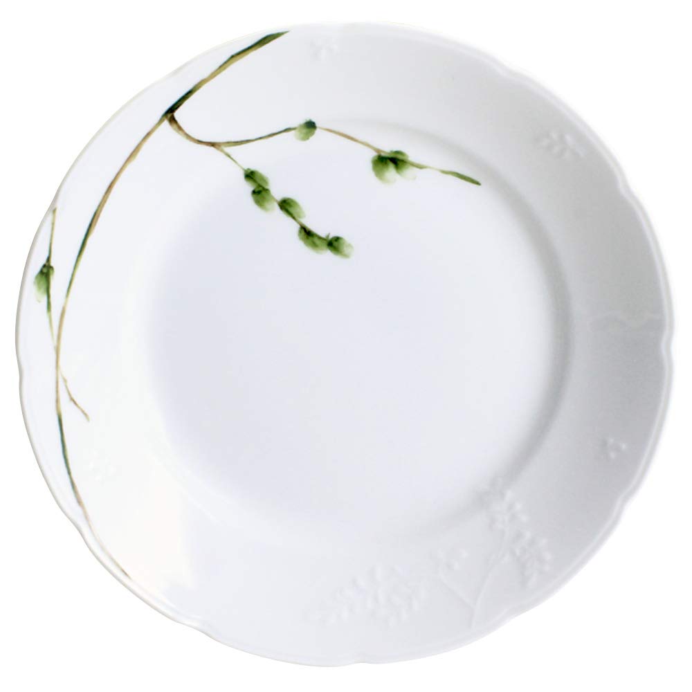 NARUMI Curry and Pasta Plate Satohanagoyomi Hana 21cm Floral Set of Cute Wedding Microwave Made in Gift Set, (Sato Goyomi) Design, Diameter, Green,