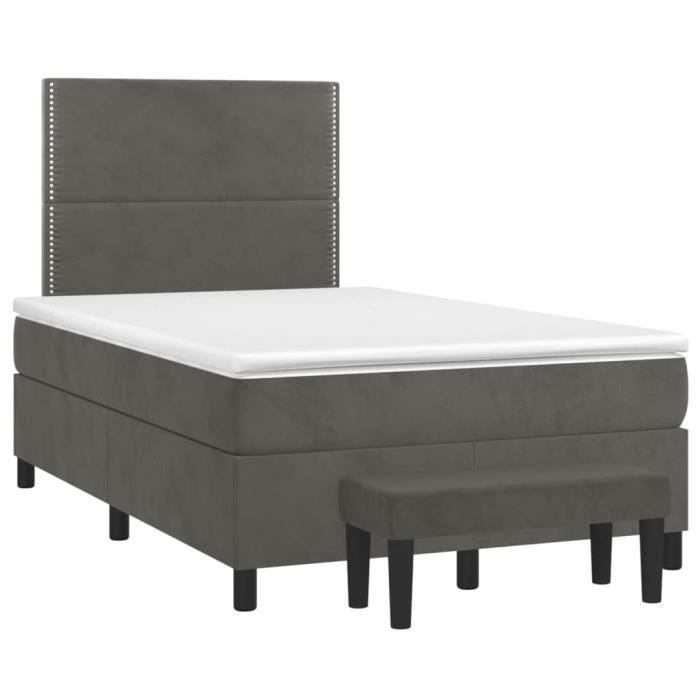 3137774 vidaXL Divan Bed and Mattress Dark Grey 120x200cm Velvet