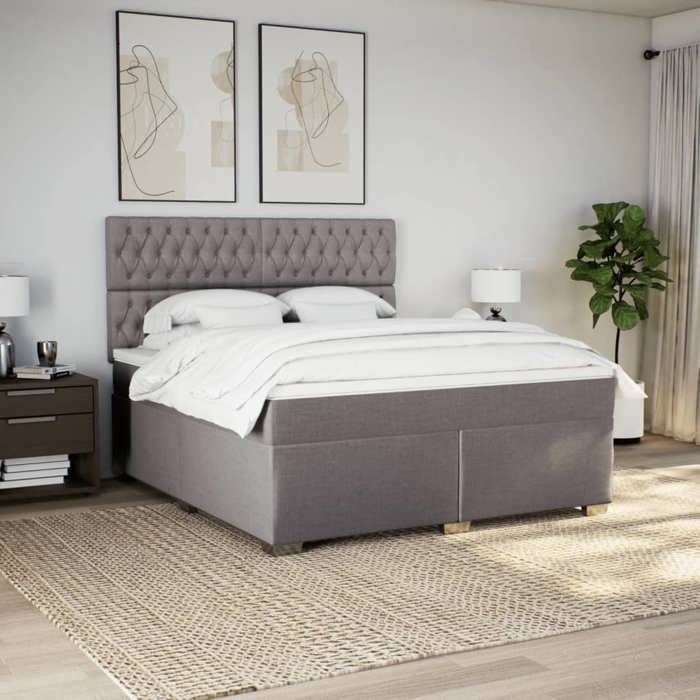 Maison Exclusive - Sommier à lattes de lit avec matelas Taupe 180x200 cm Tissu