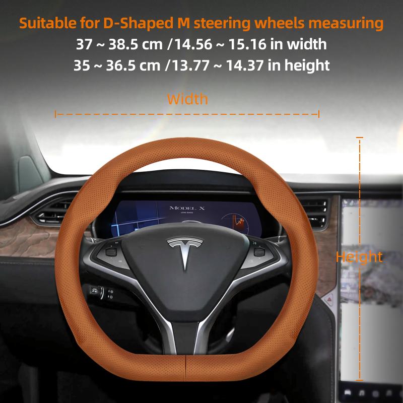 Geeignet für Tesla Ultra-Dünne Atmungsaktive Lederlenkradabdeckung Geeignet für Model 3 Y X S 2024