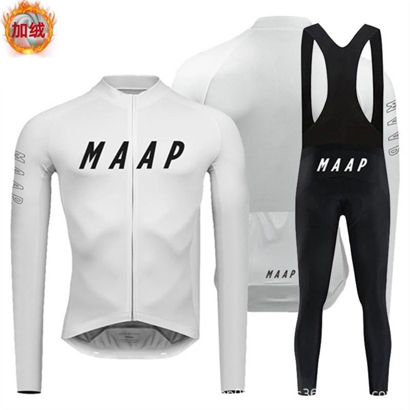 Set Maglia da Ciclismo Termica a Manica Lunga Bici da Strada Invernale Unisex Calda Foderata in Pile