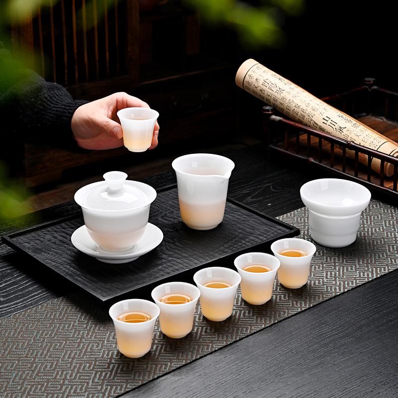 Ice Jade Ceramic Kung Fu Tea Set with Master Cup