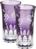 Tajima Glass Edo Purple Kiriko Beer and Grape Kiriko Pair