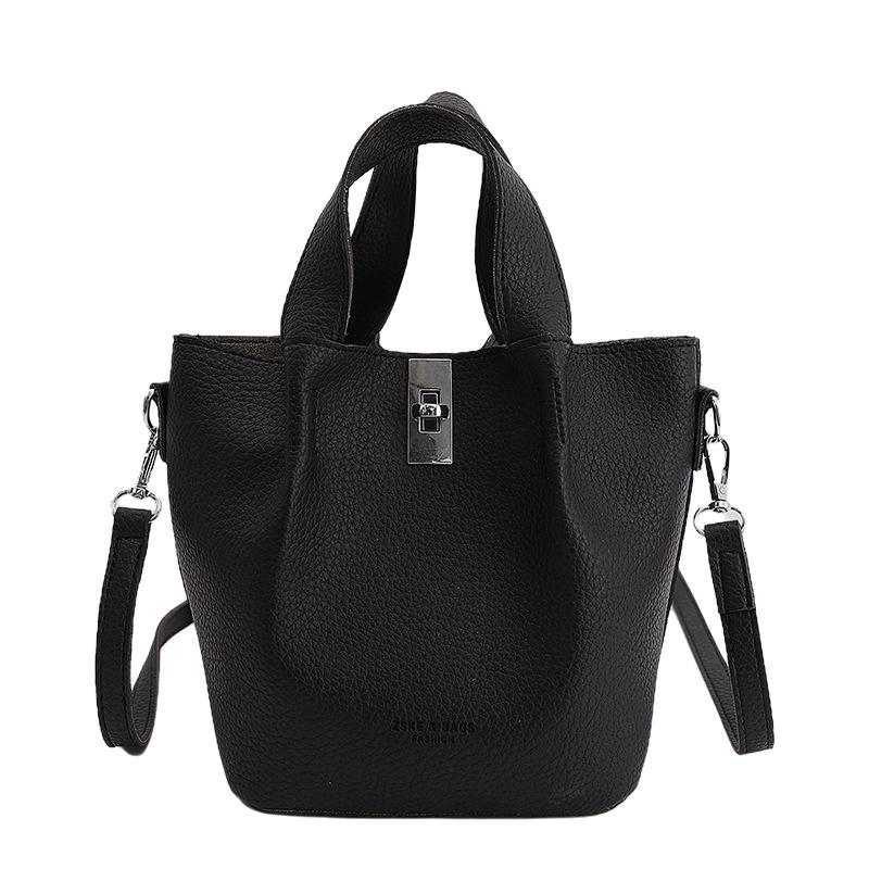 Single Shoulder Bag, Fashionable Handbag, High-end Bucket Bag, Women's Small Clutch Bag, Lychee Pattern Handbag