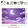 2D Dreamy Purple Moon Backdrop Pastel Cloud Starry Night Photography Background