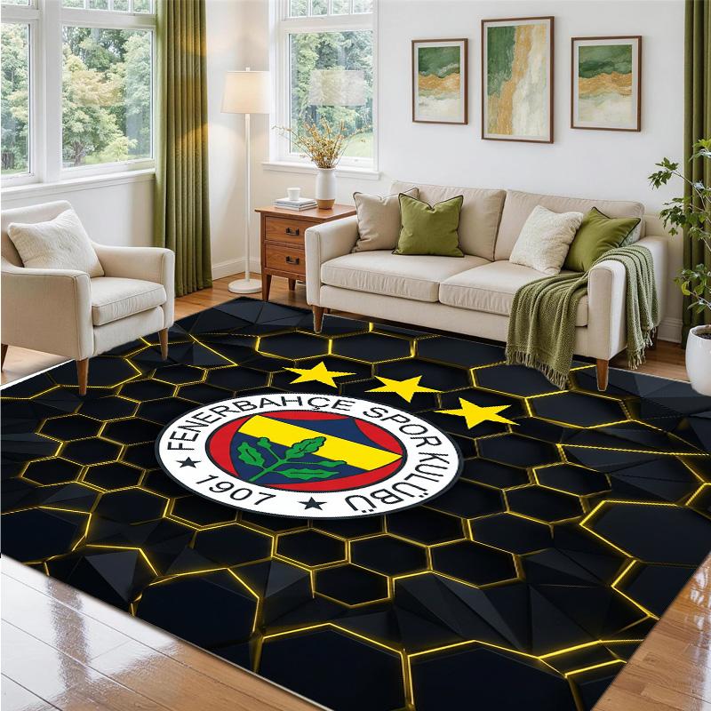 Fenerbahçe FC Design Crystal Velvet Rug Soft Decorative Mat for Bedroom Entrance
