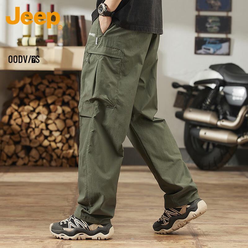 Jeep Men's Loose-Fit Straight-Leg Casual Cargo Pants