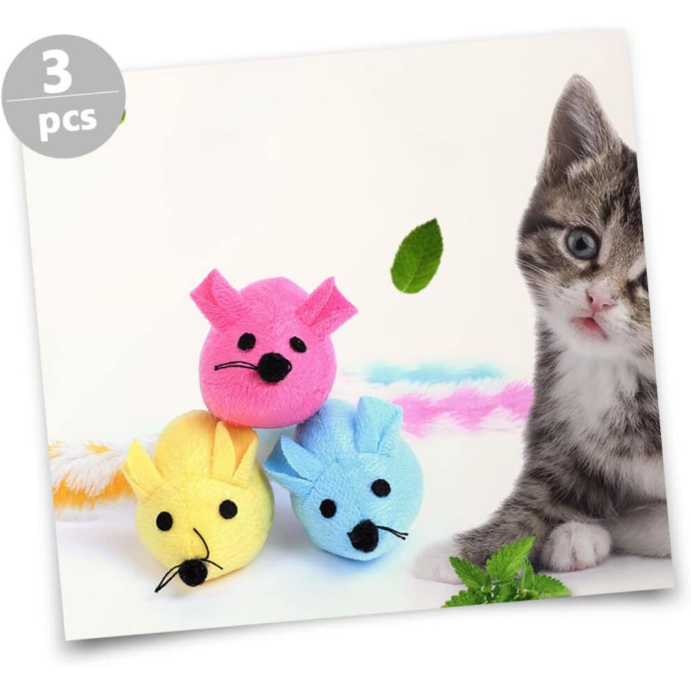 Catnip Plush Mouse Shaped 3Pack For Indoor Cats, Interactive Soft Toy, Durable Catnip Toy, Promotes Activity