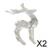2x Deer Statue Home Decor Figurines Acrylic Collection Clear Placement Reindeer Sculpture