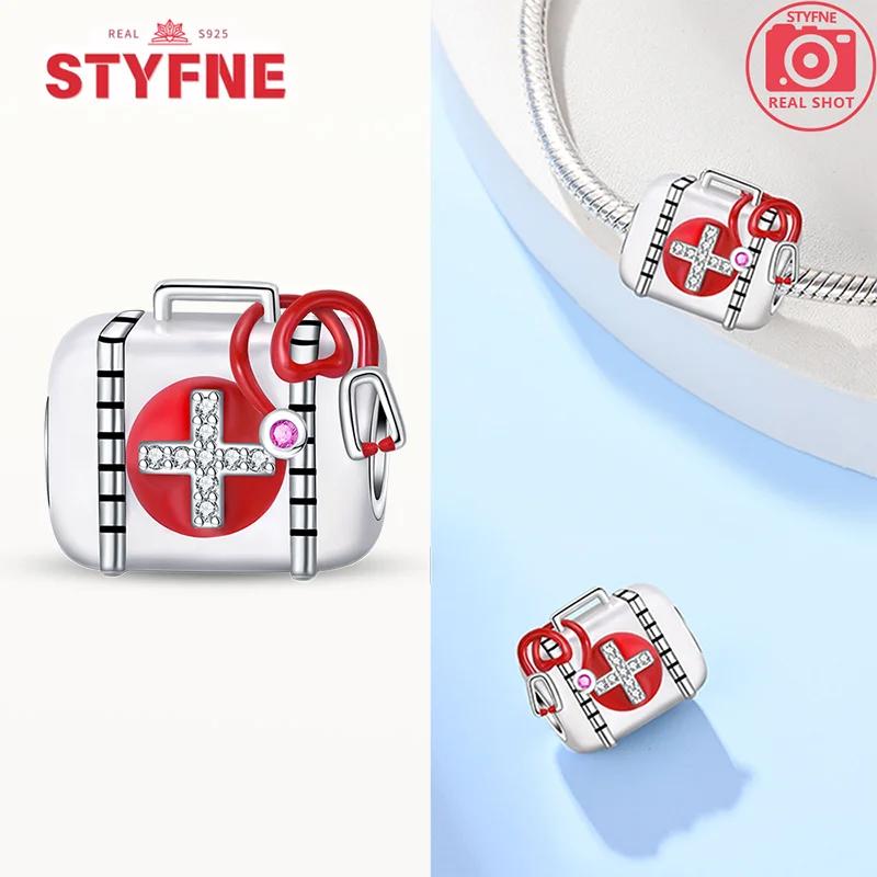 

Silver 925 Great Nurse Cap Heart Charms Tooth Medical Series Heart Beads Fit Bracelets DIY Fine Gift for Women