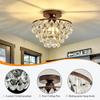Moderne kleine Kristall-Deckenleuchte Mini Bronze Semi-Flush Mount Kronleuchter Leuchte für Flur Schlafzimmer Badezimmer Schrank e27