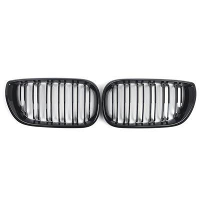 M63K-Gloss Black Style Dual Line Front Kidney Grille For BMW 3 Series E46 4-Door 2002-2005 51132158542 51132158543