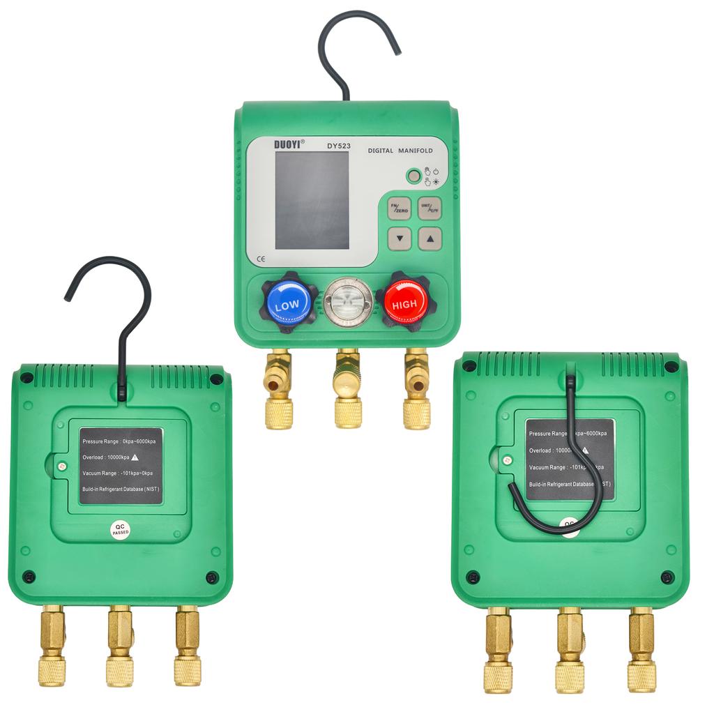 DY523 digital manifold A/C refrigerant fluoride meter vacuum pressure gauge automobile refrigerant repair vacuum meter