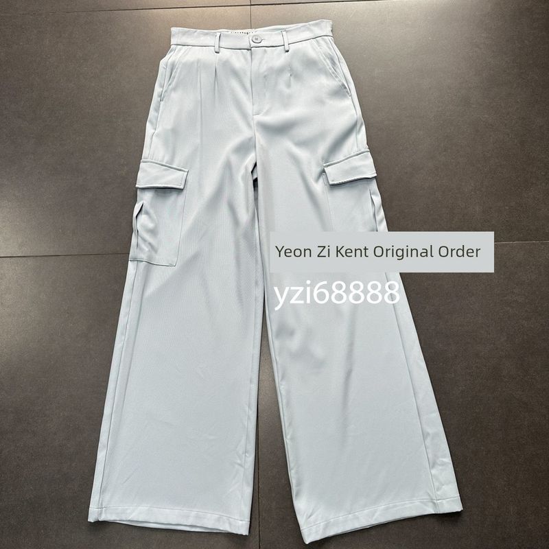 

Los Angeles Signature8 Advanced Texture Concise Elegant Black Casual Pants High Waist Loose Cargo Pants Pants Light blue L