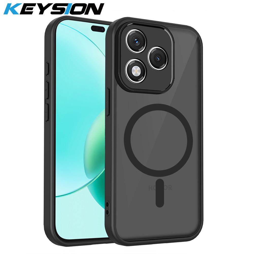 

KEYSION Magnetic Phone Case for for HONOR 600 Lite 5G Silicone+PC Matte Translucent Black Shockproof Cover for Honor 500 Smart for Honor 600 Lite чёрный