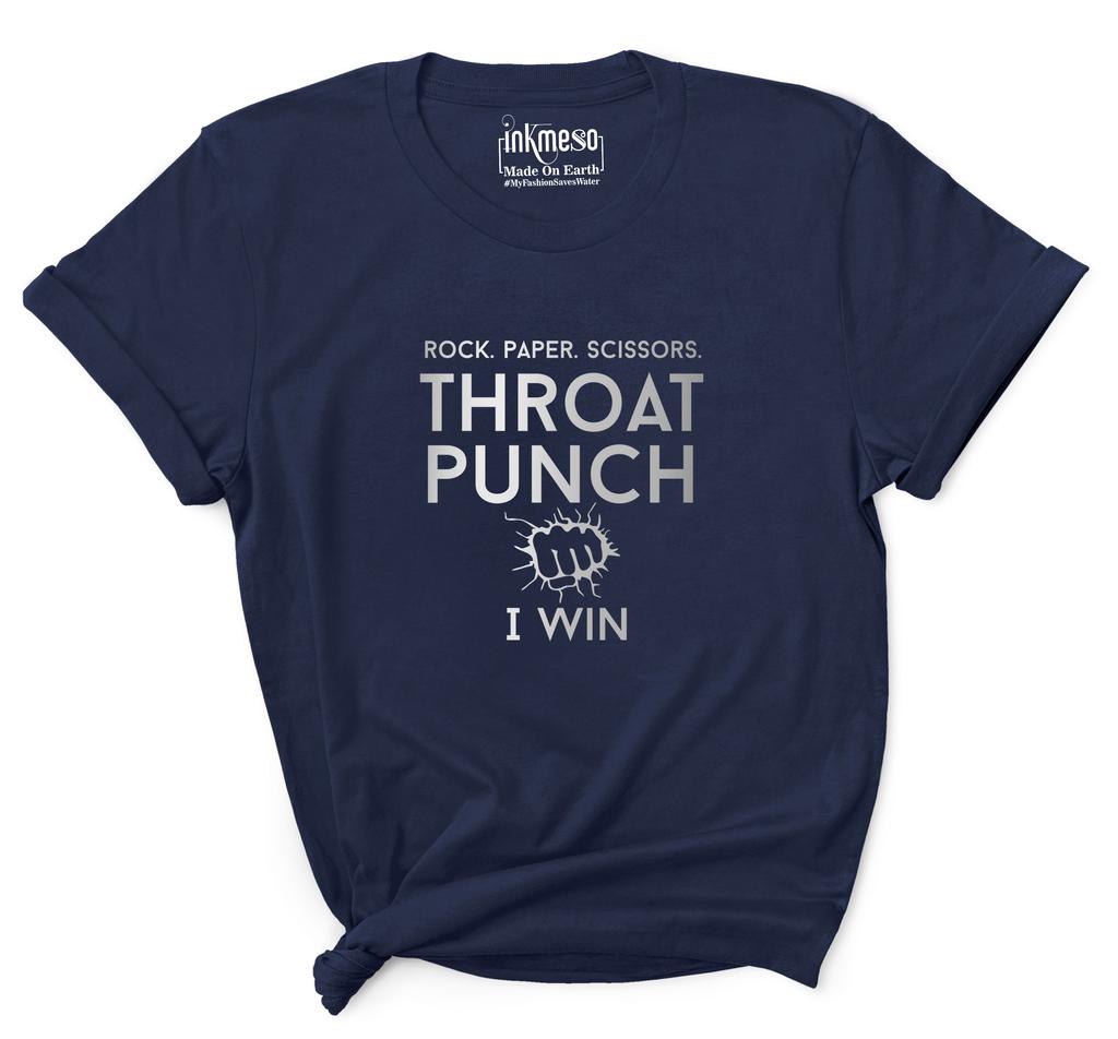 Inkmeso Tee For Womens    Rock. Paper. Scissors. Throat Punch I Win   Funny 80s 90s Retro Graphic