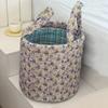 Large Capacity Quilted Storage Basket Cotton Flower Pattern Storage Basket Laundry Hampers  Bedroom