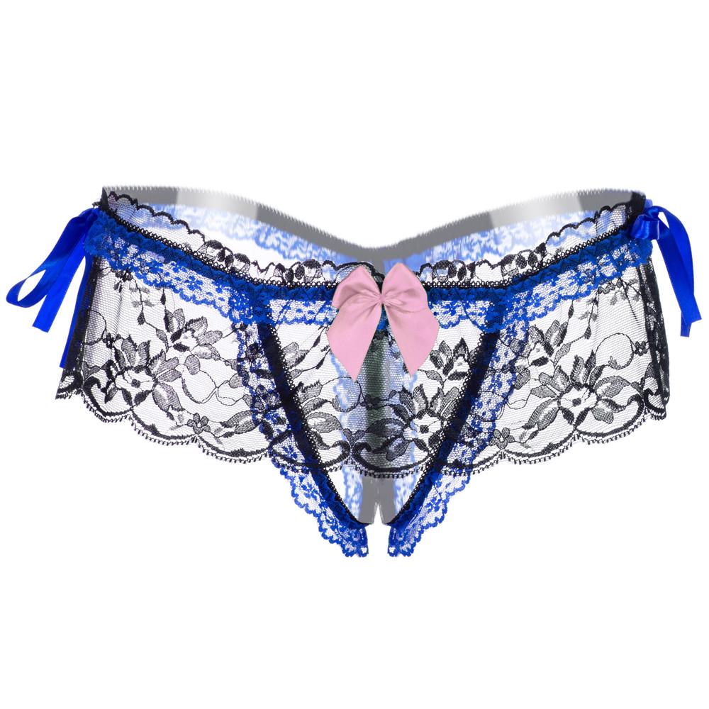 Women's Sexy Lace Panties High-Crotch Transparent Floral Briefs Underwear