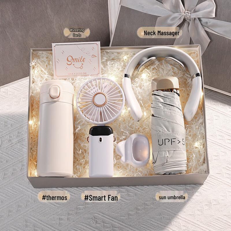 AQ Summer Cooling Gift Set Thermos + Fan + Umbrella + Massager