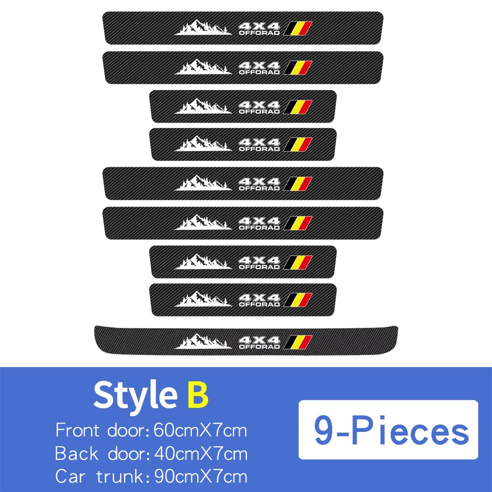4x4 Car Door Sill Trunk Protector Stickers for Toyota Tacoma TRD 4Runner Tundra Rav4 Highlander Carbon Fibre TRD Offroad Decals