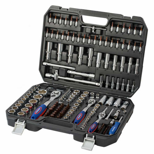 WORKPRO 172-Piece Socket Wrench Set, Garage Tool Set with 6.35mm, 9.5mm, and 12.7mm (1/4", 3/8", and 1/2") Drives, Includes Ratchet Wrenches, Ideal fo