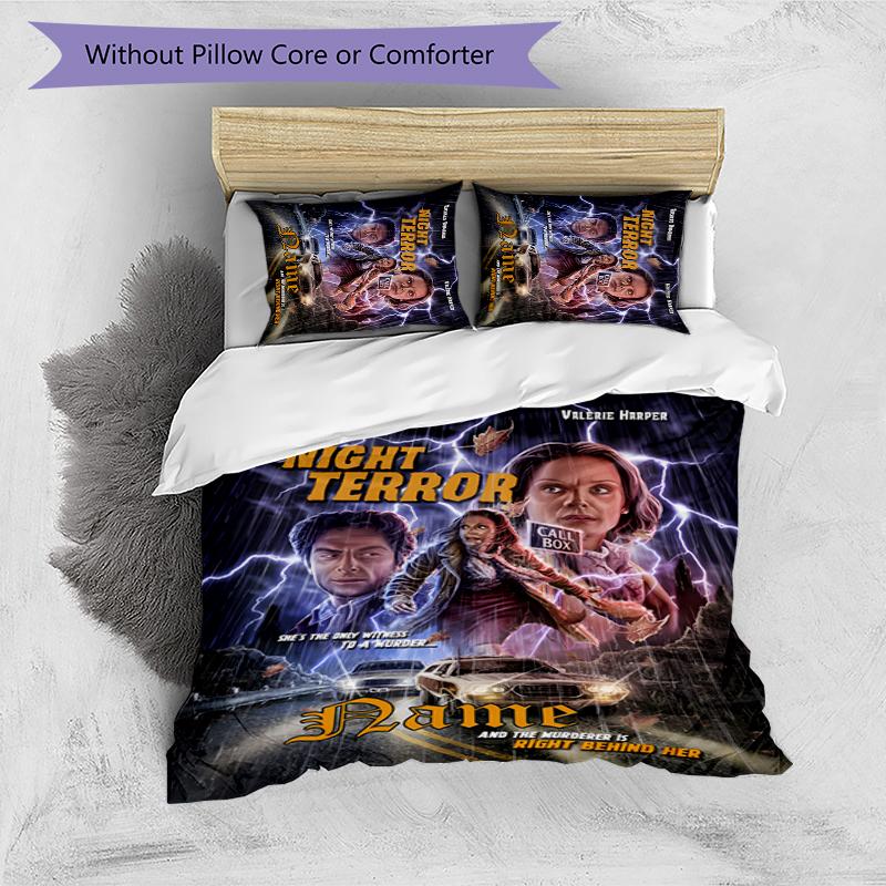 3pcs Custom Name Cartoon Michael Myers Bedding Set Duvet Cover Closure Includes 1 Duvet Cover & 2 Pillowcases for All Seasons Bedroom Decor