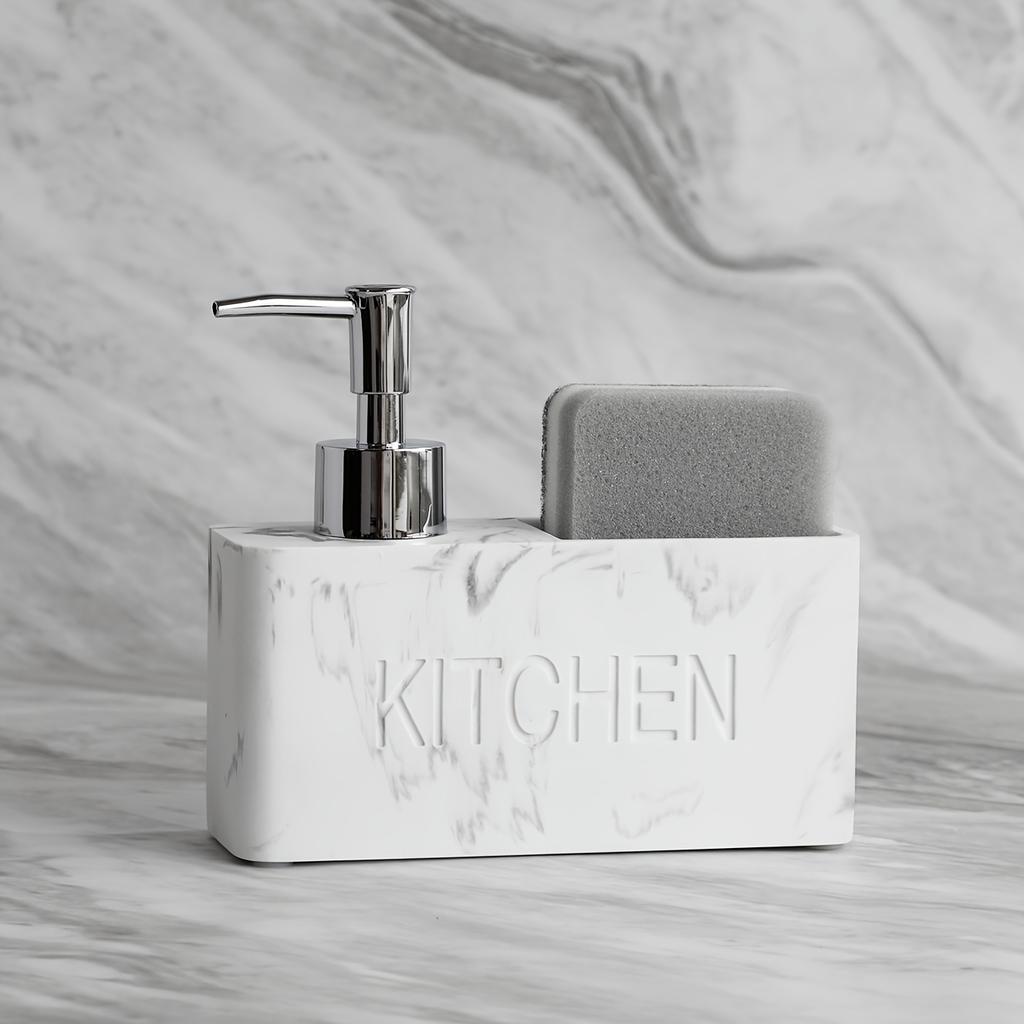 Multifunctional Kitchen Soap Dispenser with Sponge Holder Dishwashing Liquid Bottle Storage Box