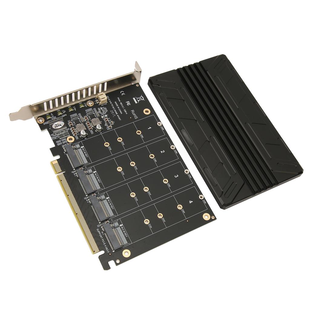 Quad M.2 NVME To PCIe Adapter 32Gbps Thickened Stable Aluminum Alloy Quad PCIe 4.0 To NVMe Card for Computer Expansion