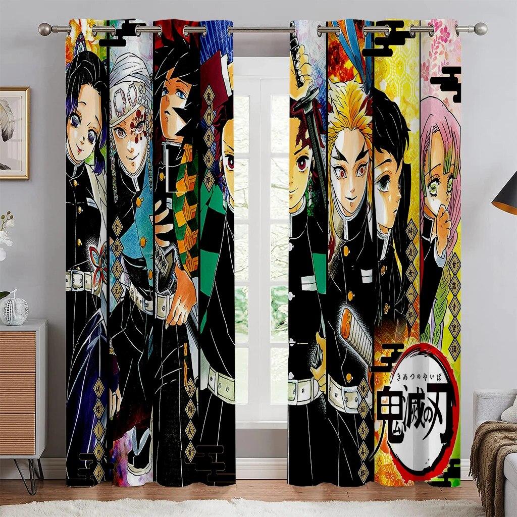 Cartoon Hot Blood Anime Print Curtains, Suitable For Boys And Girls Bedrooms, Office Kitchens, Living Room Decoration Curtains