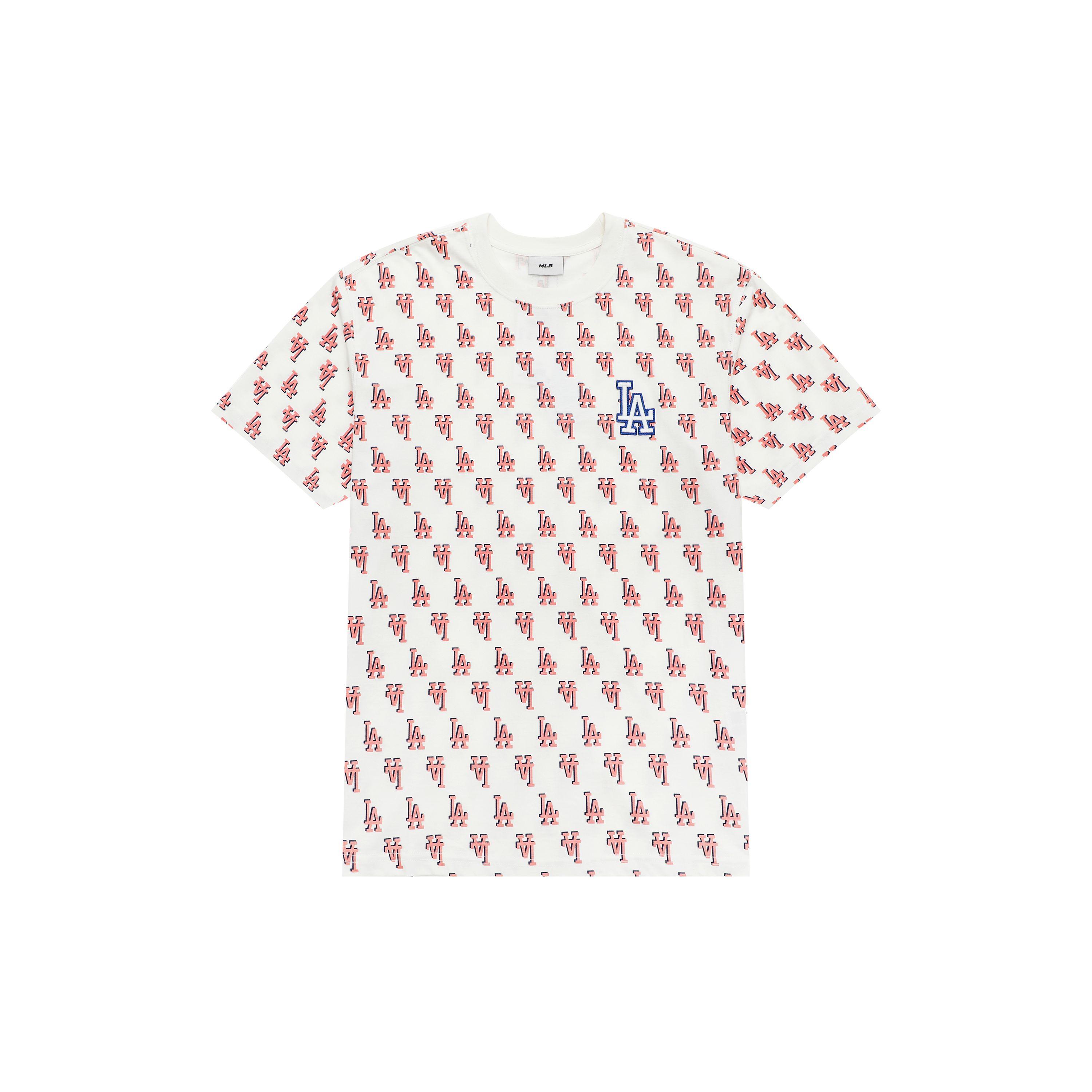 MLB Los Angeles Dodgers SS23 Vintage Floral Logo All Over Print Sportliches Rundhals-Kurzarm-T-Shirt Unisex T-Shirts Creme 3ATSM1133-07CRS M white