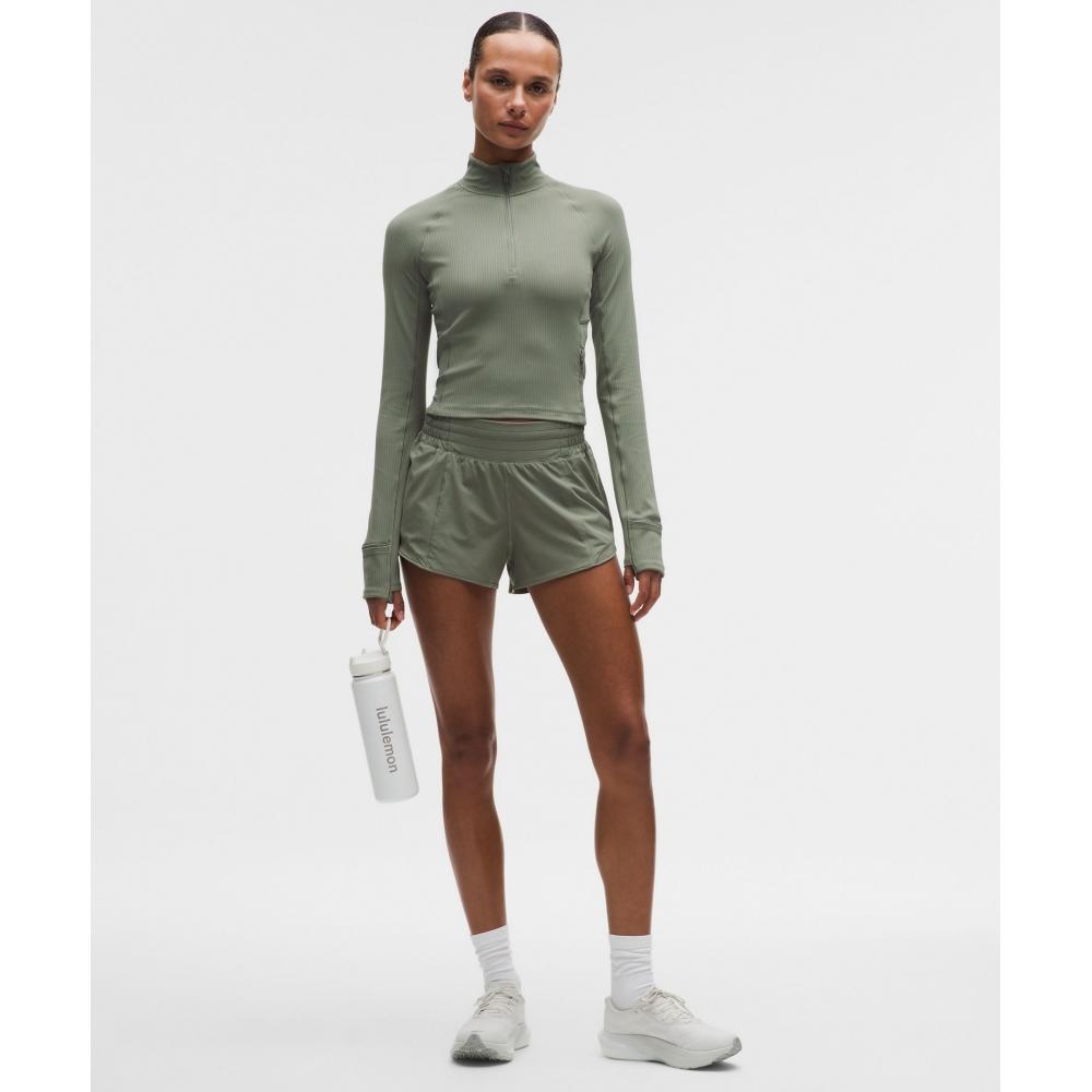 Lululemon It S Rulu Ribbed Cropped Half Zip  Updated Willow Leaf