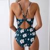 Blumen Badeanzug Damen Einteiler Sexy Vintage Bademode Weiblich Rückenfrei Strandbekleidung Badegäste Baden Schwimmen Badeanzug