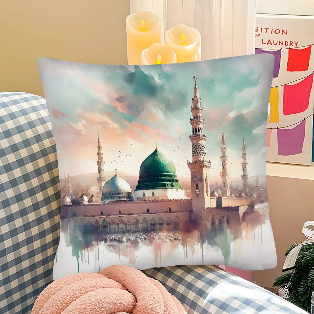 pc Arab Islam Islamic Mecca Pilgrim Pillow Case Fashion Square Pillowcase Bedroom Sofa Room Ins Decoration Leisure