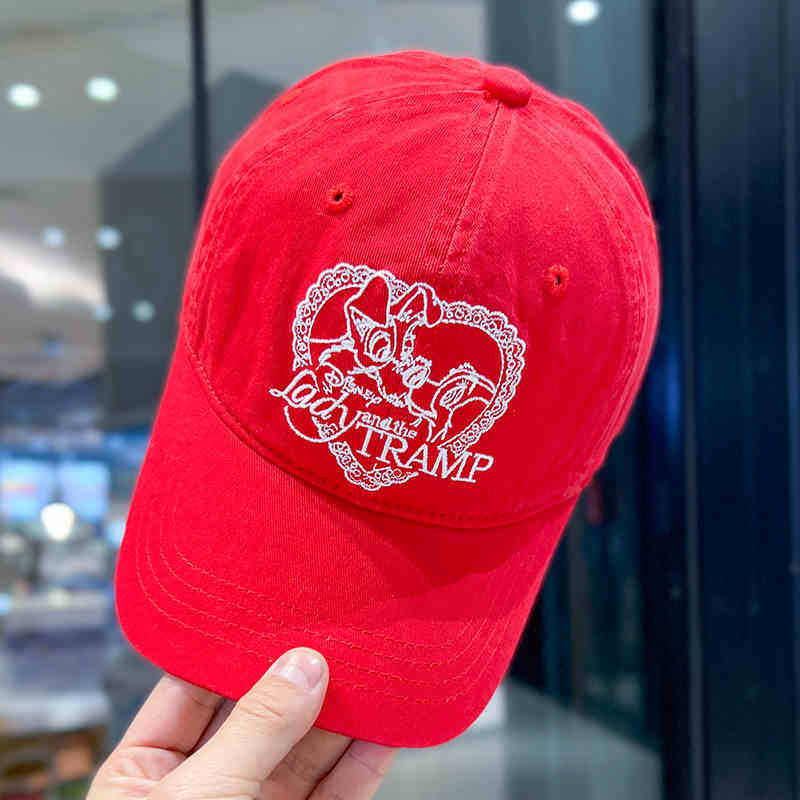 

Pei Zhuxuan s same style hat for women, Korean version, embroidered navy blue soft-top versatile baseball cap, spring/summer washed duckbill cap for TRAMP Baseball Cap Red