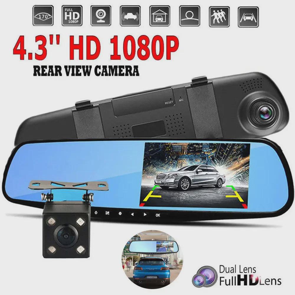 4.3" 1080P Car DVR Mirror Dash Cam with Rear View Camera Kit